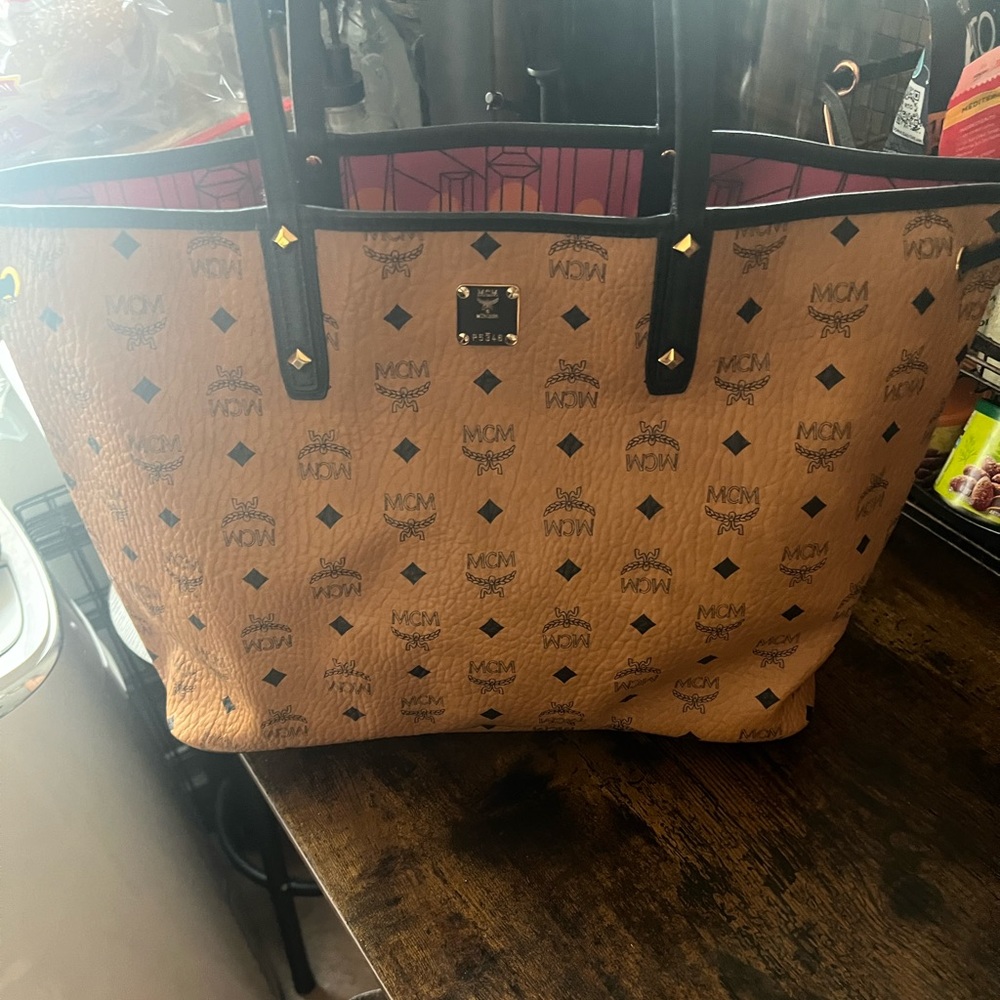 MCM Tan and Black Tote Bag